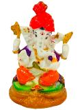 Beautiful n Colorful Fiber Small Ganesh Statue - 5.75" # 38